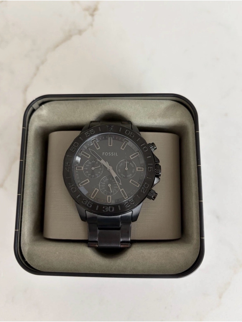 Fossil Black Men's Stainless Steel Chronograph Watch